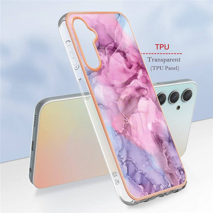 YB IMD Series-16 for Samsung Galaxy A24 4G (162.1 x 77.6 x 8.3mm) , IMD 2.0mm Electroplating Marble Pattern Phone Cover - Rose