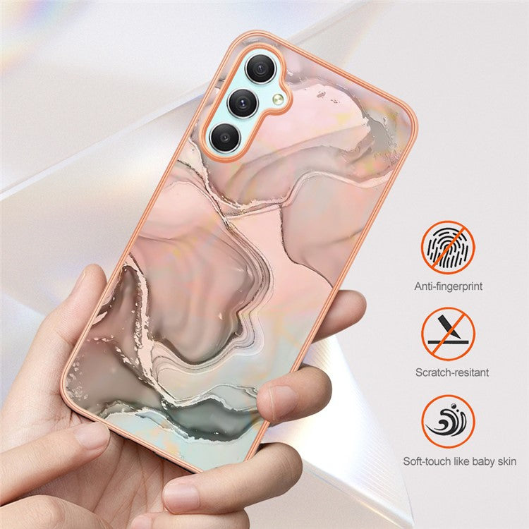 YB IMD Series-16 for Samsung Galaxy A24 4G (162.1 x 77.6 x 8.3mm) , IMD 2.0mm Electroplating Marble Pattern Phone Cover - Rose