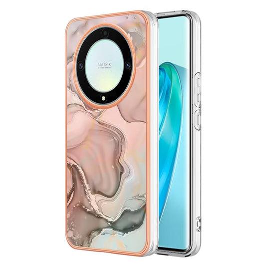 YB IMD Series-16 Style E TPU Phone Case for Honor X9a 5G / Magic5 Lite 5G / X40 5G , Marble Pattern 2.0mm IMD Electroplating Cover - Pink