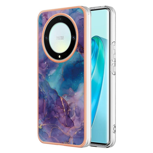 YB IMD Series-16 Style E TPU Phone Case for Honor X9a 5G / Magic5 Lite 5G / X40 5G , Marble Pattern 2.0mm IMD Electroplating Cover - Purple