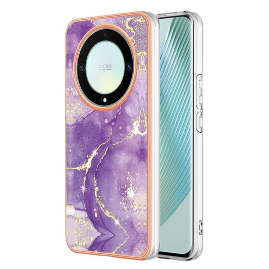YB IMD Series-2 Marble Pattern Phone Case for Honor X9a 5G / Magic5 Lite 5G / X40 5G , Electroplating Soft TPU IMD Cover - Purple 002