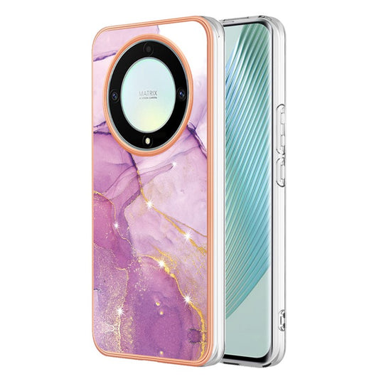 YB IMD Series-2 Marble Pattern Phone Case for Honor X9a 5G / Magic5 Lite 5G / X40 5G , Electroplating Soft TPU IMD Cover - Purple 001