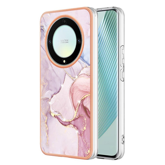 YB IMD Series-2 Marble Pattern Phone Case for Honor X9a 5G / Magic5 Lite 5G / X40 5G , Electroplating Soft TPU IMD Cover - Rose Gold 005