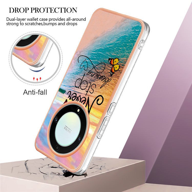 YB IMD Series-1 Phone Case for Honor X9a 5G / X40 5G / Magic5 Lite 5G Marble Floral Pattern Electroplating TPU Cover - Never Stop Dreaming