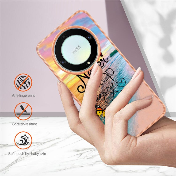 YB IMD Series-1 Phone Case for Honor X9a 5G / X40 5G / Magic5 Lite 5G Marble Floral Pattern Electroplating TPU Cover - Never Stop Dreaming