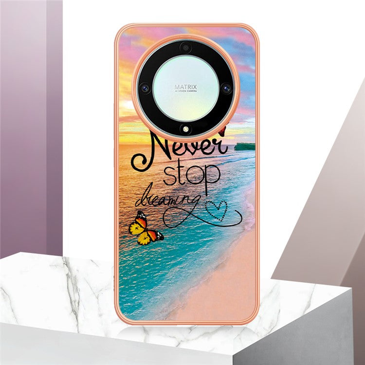 YB IMD Series-1 Phone Case for Honor X9a 5G / X40 5G / Magic5 Lite 5G Marble Floral Pattern Electroplating TPU Cover - Never Stop Dreaming