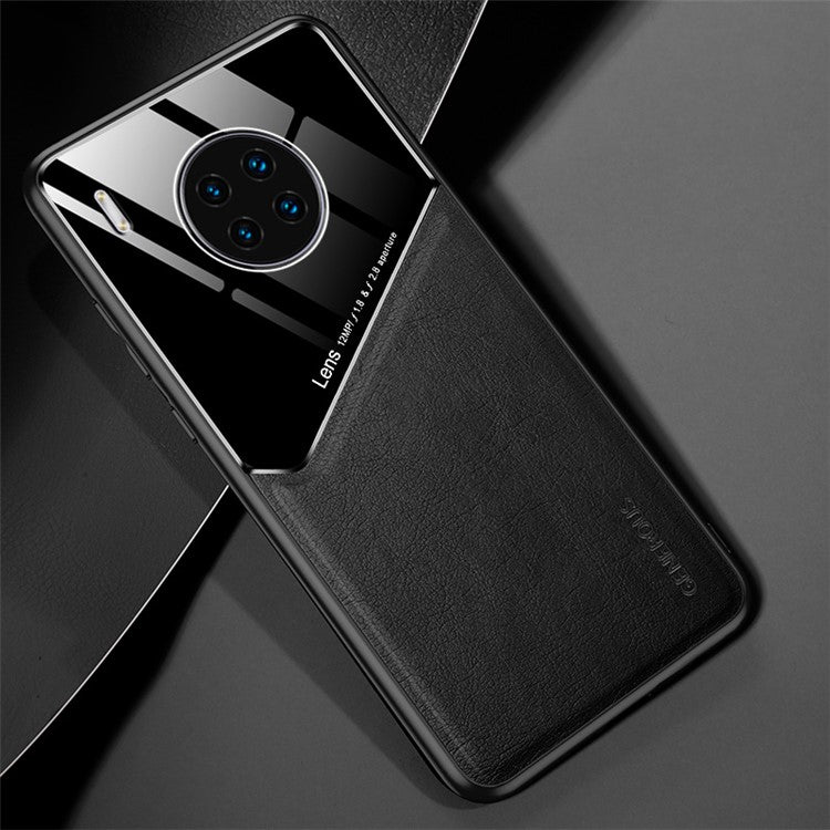 Shockproof Anti-Drop Case for Huawei Y9a TPU + PC + PU Leather Slim Phone Cover Support Magnetic Car Mount - Black