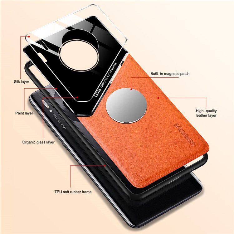 Shockproof Anti-Drop Case for Huawei Y9a TPU + PC + PU Leather Slim Phone Cover Support Magnetic Car Mount - Black