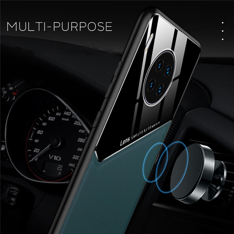 Shockproof Anti-Drop Case for Huawei Y9a TPU + PC + PU Leather Slim Phone Cover Support Magnetic Car Mount - Black