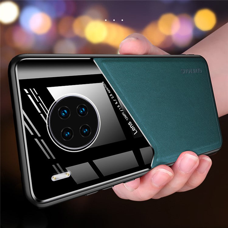 Shockproof Anti-Drop Case for Huawei Y9a TPU + PC + PU Leather Slim Phone Cover Support Magnetic Car Mount - Black