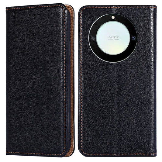 Anti-drop Phone Cover For Honor X40 5G / Honor X9a 5G / Magic5 Lite 5G PU Leather Wallet Stand Case - Black