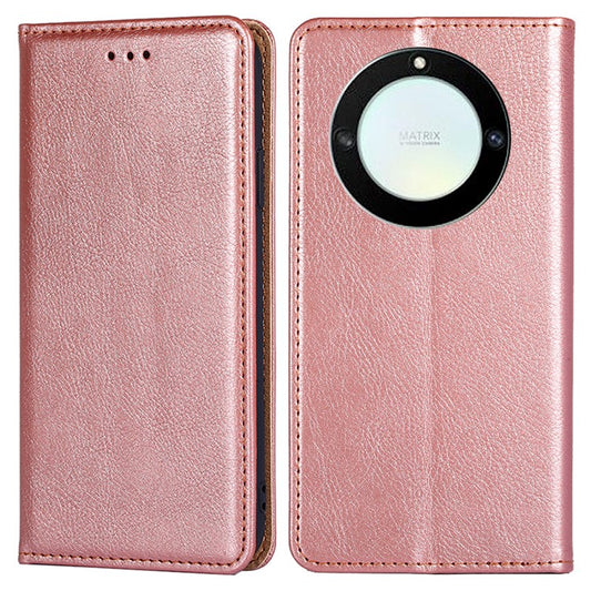 Anti-drop Phone Cover For Honor X40 5G / Honor X9a 5G / Magic5 Lite 5G PU Leather Wallet Stand Case - Rose Gold