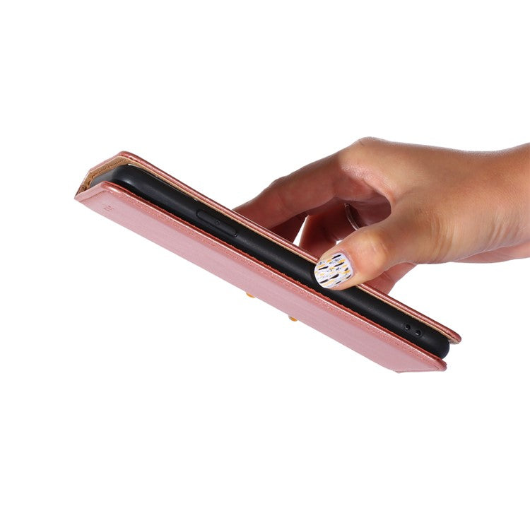 Anti-drop Phone Cover For Honor X40 5G / Honor X9a 5G / Magic5 Lite 5G PU Leather Wallet Stand Case - Rose Gold