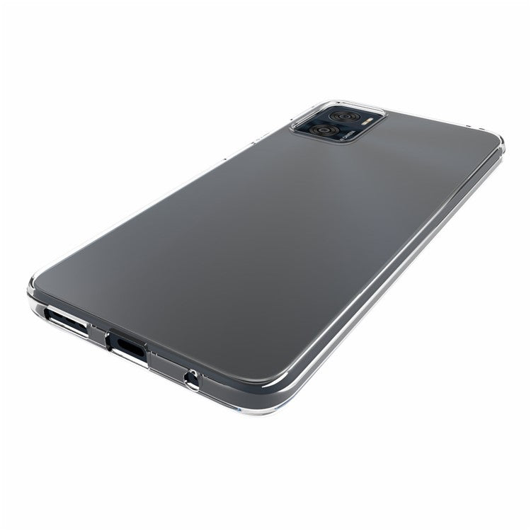 Shockproof Phone Cover for Motorola Moto E22 4G Transparent Glossy Watermark-Free TPU Phone Case