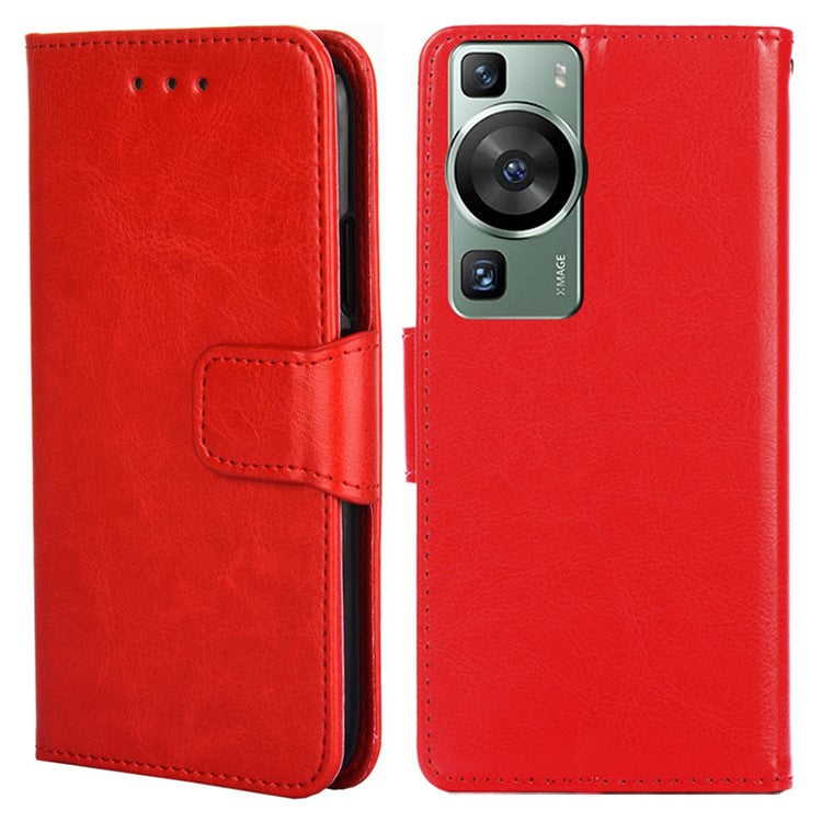 For Huawei P60 / P60 Pro Leather Wallet Phone Case Folding Stand Full Protection Cover - Red