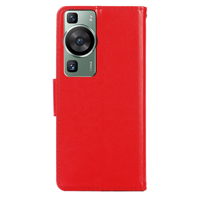 For Huawei P60 / P60 Pro Leather Wallet Phone Case Folding Stand Full Protection Cover - Red