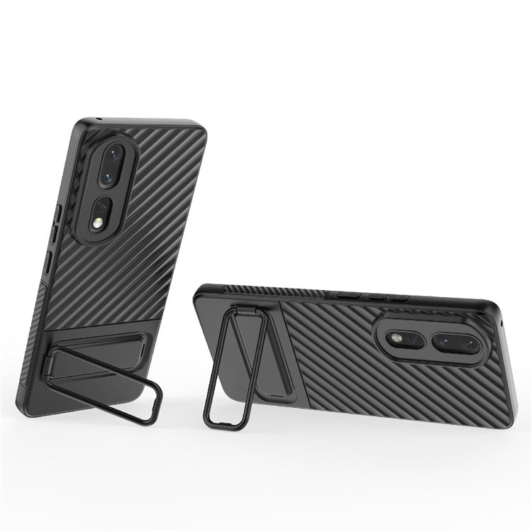 Rugged TPU Phone Case for Honor 80 Pro 5G Anti-Drop Shockproof Kickstand Phone Cover - Black