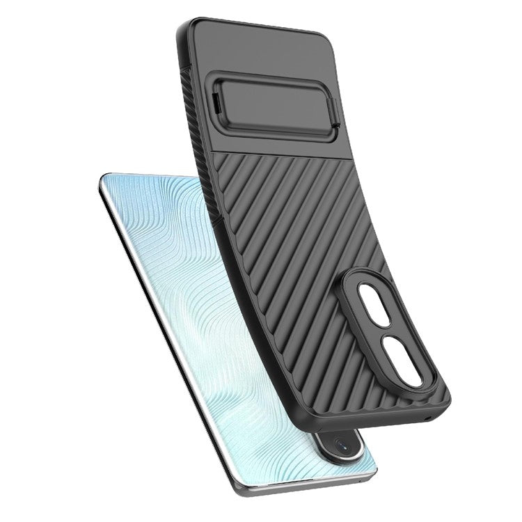 Rugged TPU Phone Case for Honor 80 Pro 5G Anti-Drop Shockproof Kickstand Phone Cover - Black