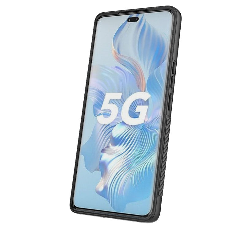 Rugged TPU Phone Case for Honor 80 Pro 5G Anti-Drop Shockproof Kickstand Phone Cover - Black