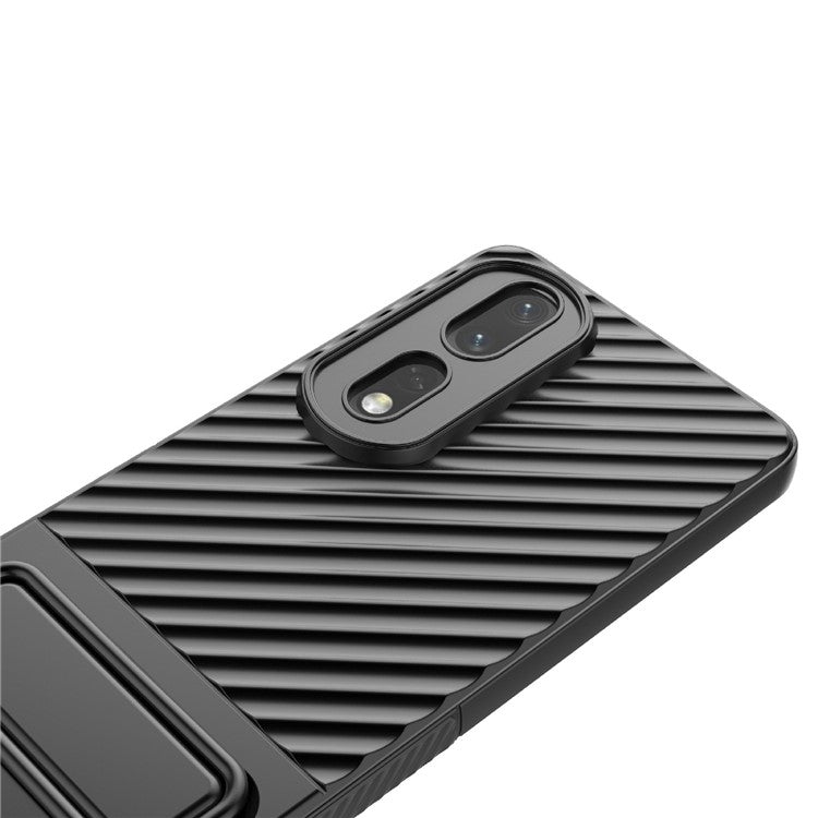Rugged TPU Phone Case for Honor 80 Pro 5G Anti-Drop Shockproof Kickstand Phone Cover - Black