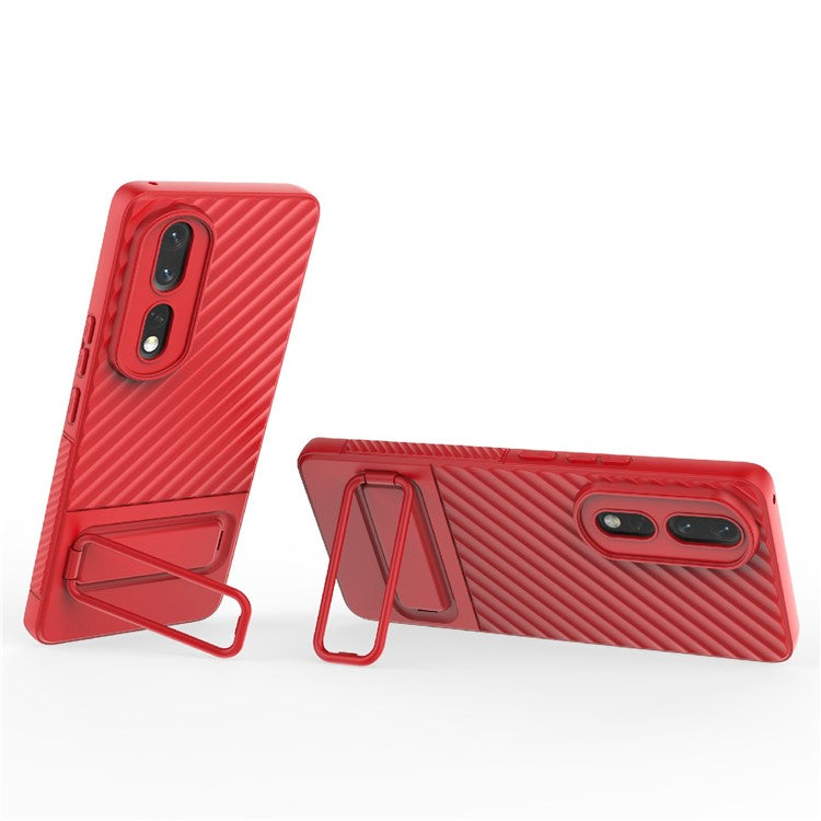 Rugged TPU Phone Case for Honor 80 Pro 5G Anti-Drop Shockproof Kickstand Phone Cover - Red