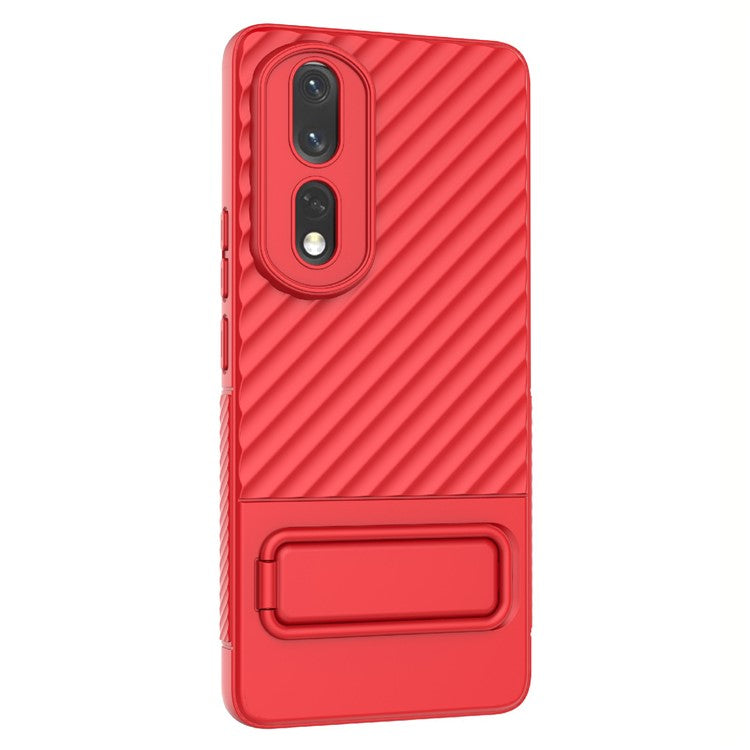 Rugged TPU Phone Case for Honor 80 Pro 5G Anti-Drop Shockproof Kickstand Phone Cover - Red