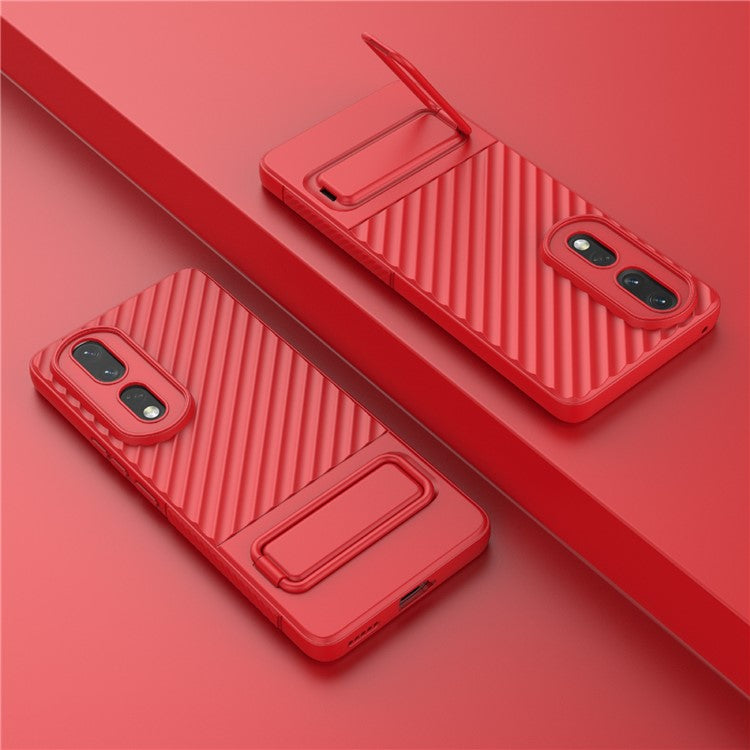 Rugged TPU Phone Case for Honor 80 Pro 5G Anti-Drop Shockproof Kickstand Phone Cover - Red