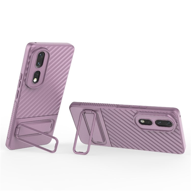 Rugged TPU Phone Case for Honor 80 Pro 5G Anti-Drop Shockproof Kickstand Phone Cover - Light Purple