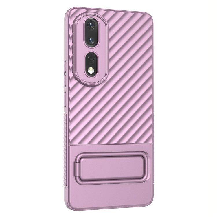 Rugged TPU Phone Case for Honor 80 Pro 5G Anti-Drop Shockproof Kickstand Phone Cover - Light Purple