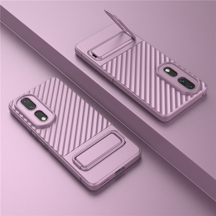 Rugged TPU Phone Case for Honor 80 Pro 5G Anti-Drop Shockproof Kickstand Phone Cover - Light Purple