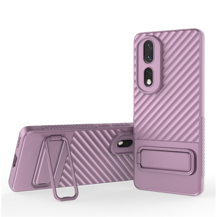 Rugged TPU Phone Case for Honor 80 Pro 5G Anti-Drop Shockproof Kickstand Phone Cover - Light Purple
