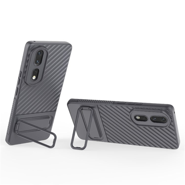 Rugged TPU Phone Case for Honor 80 Pro 5G Anti-Drop Shockproof Kickstand Phone Cover - Grey
