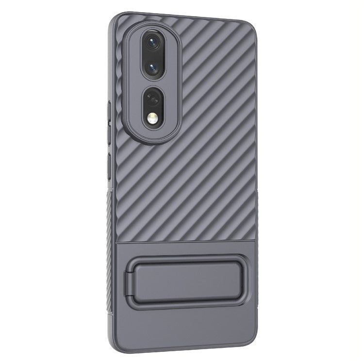 Rugged TPU Phone Case for Honor 80 Pro 5G Anti-Drop Shockproof Kickstand Phone Cover - Grey