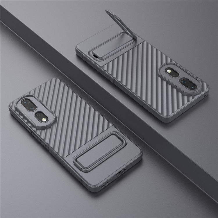 Rugged TPU Phone Case for Honor 80 Pro 5G Anti-Drop Shockproof Kickstand Phone Cover - Grey