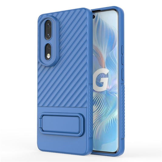 Rugged TPU Phone Case for Honor 80 Pro 5G Anti-Drop Shockproof Kickstand Phone Cover - Baby Blue