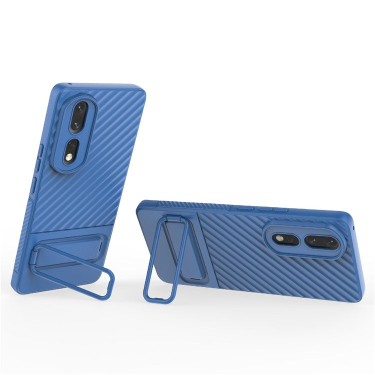 Rugged TPU Phone Case for Honor 80 Pro 5G Anti-Drop Shockproof Kickstand Phone Cover - Baby Blue