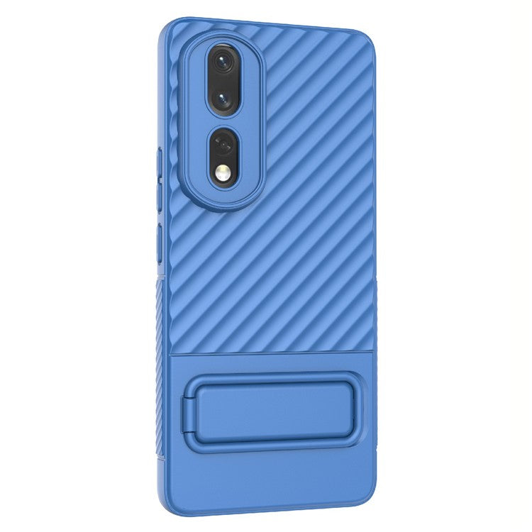 Rugged TPU Phone Case for Honor 80 Pro 5G Anti-Drop Shockproof Kickstand Phone Cover - Baby Blue