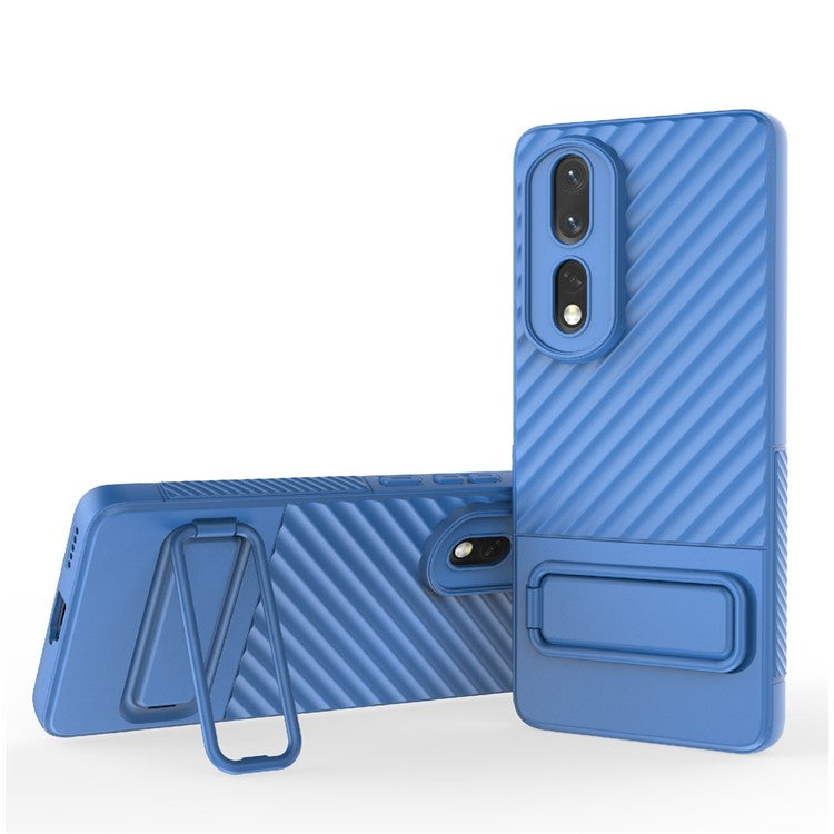 Rugged TPU Phone Case for Honor 80 Pro 5G Anti-Drop Shockproof Kickstand Phone Cover - Baby Blue