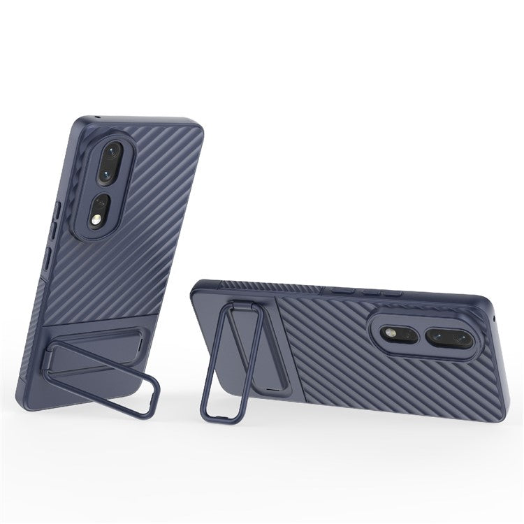 Rugged TPU Phone Case for Honor 80 Pro 5G Anti-Drop Shockproof Kickstand Phone Cover - Dark Blue