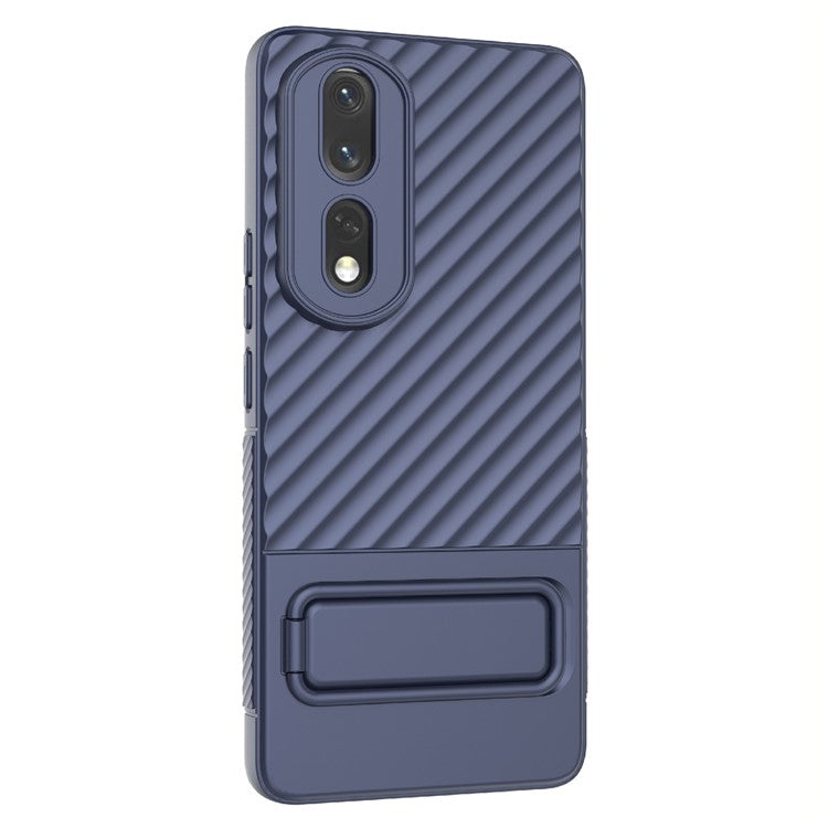Rugged TPU Phone Case for Honor 80 Pro 5G Anti-Drop Shockproof Kickstand Phone Cover - Dark Blue