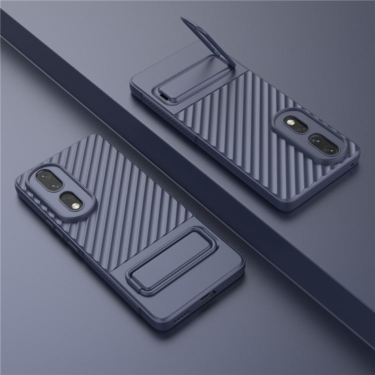 Rugged TPU Phone Case for Honor 80 Pro 5G Anti-Drop Shockproof Kickstand Phone Cover - Dark Blue
