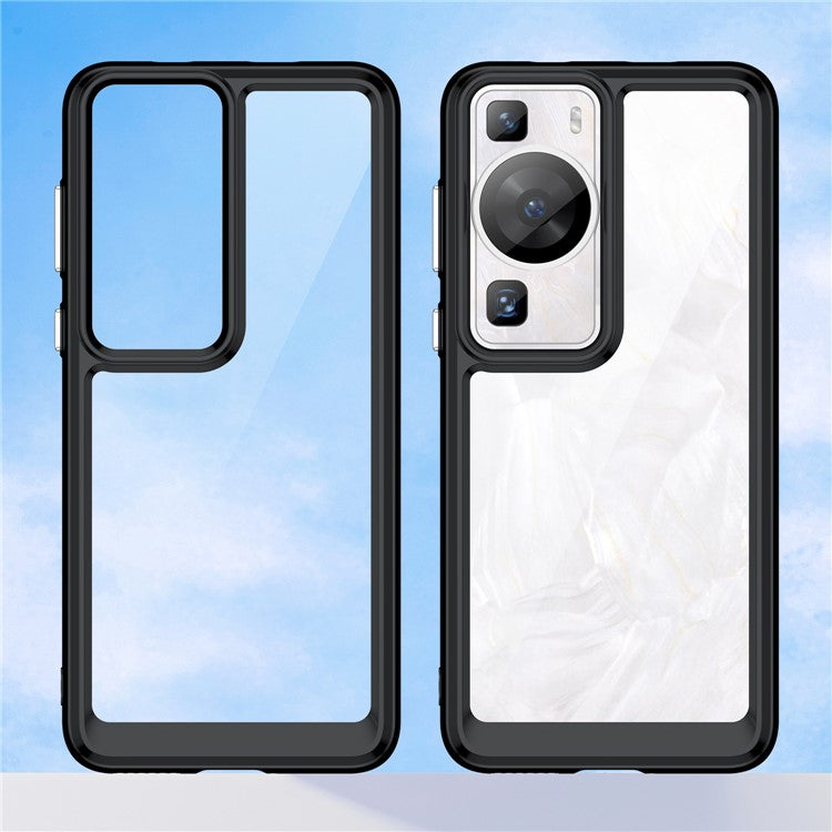 Raised Bezel Phone Case for Huawei P60 / P60 Pro, TPU+Acrylic Phone Shell Drop Protection Cover - Black
