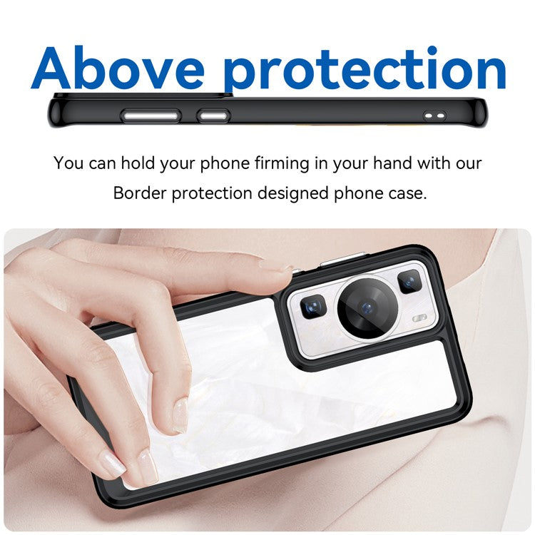 Raised Bezel Phone Case for Huawei P60 / P60 Pro, TPU+Acrylic Phone Shell Drop Protection Cover - Black