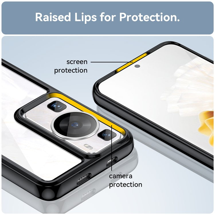 Raised Bezel Phone Case for Huawei P60 / P60 Pro, TPU+Acrylic Phone Shell Drop Protection Cover - Black
