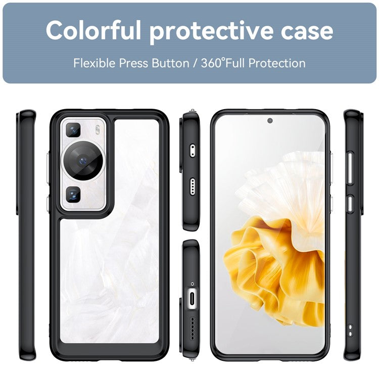 Raised Bezel Phone Case for Huawei P60 / P60 Pro, TPU+Acrylic Phone Shell Drop Protection Cover - Black