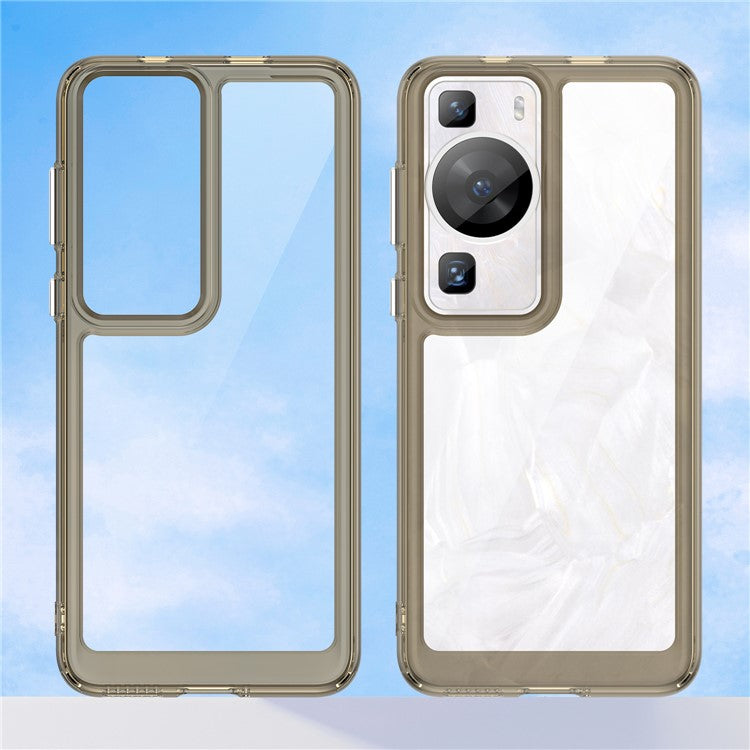 Raised Bezel Phone Case for Huawei P60 / P60 Pro, TPU+Acrylic Phone Shell Drop Protection Cover - Transparent Grey