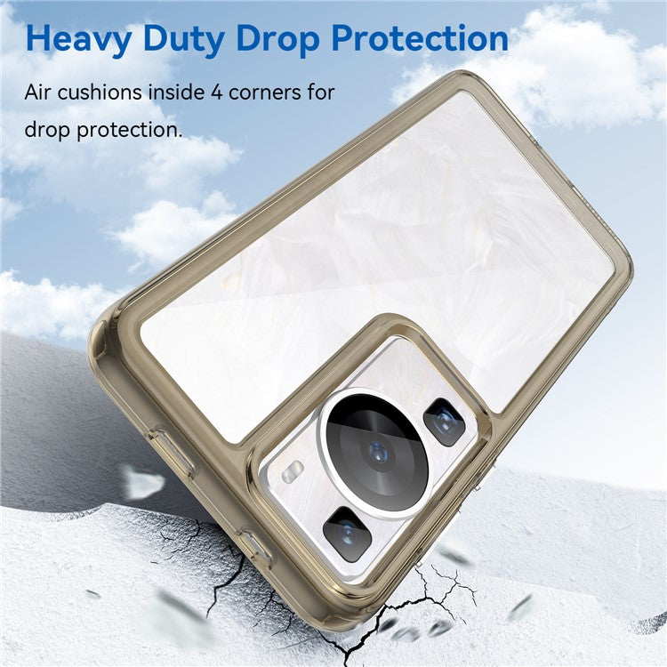 Raised Bezel Phone Case for Huawei P60 / P60 Pro, TPU+Acrylic Phone Shell Drop Protection Cover - Transparent Grey