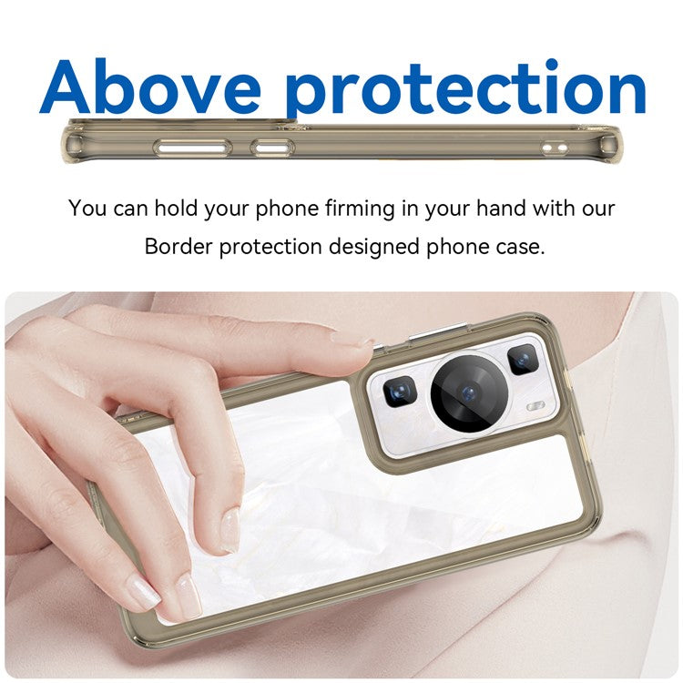 Raised Bezel Phone Case for Huawei P60 / P60 Pro, TPU+Acrylic Phone Shell Drop Protection Cover - Transparent Grey