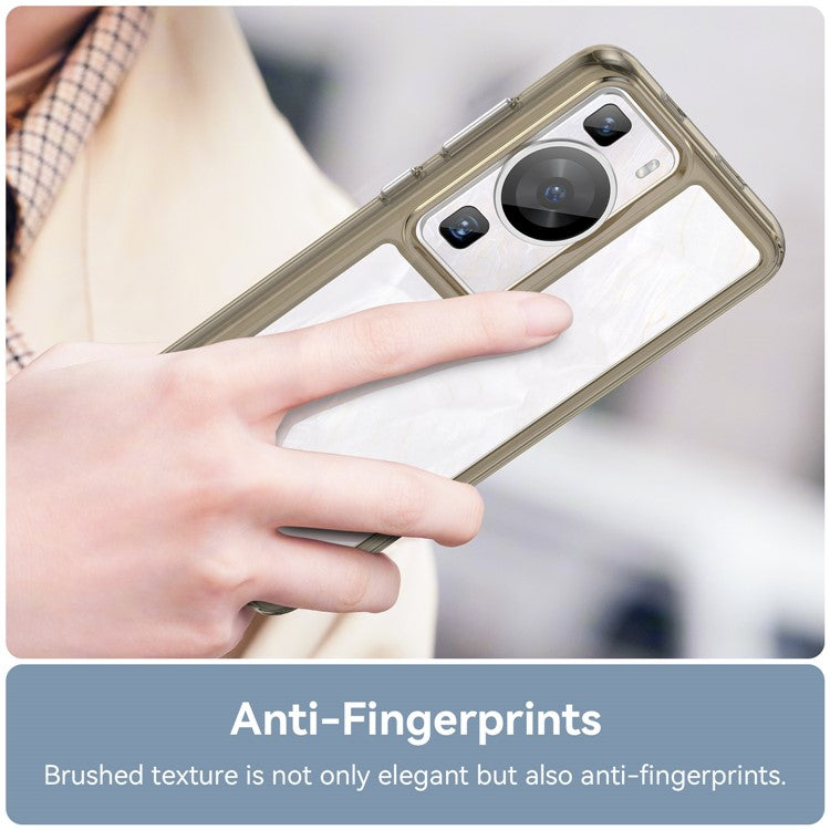 Raised Bezel Phone Case for Huawei P60 / P60 Pro, TPU+Acrylic Phone Shell Drop Protection Cover - Transparent Grey