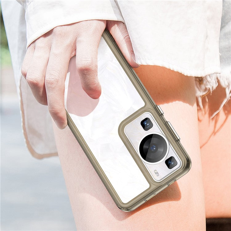 Raised Bezel Phone Case for Huawei P60 / P60 Pro, TPU+Acrylic Phone Shell Drop Protection Cover - Transparent Grey